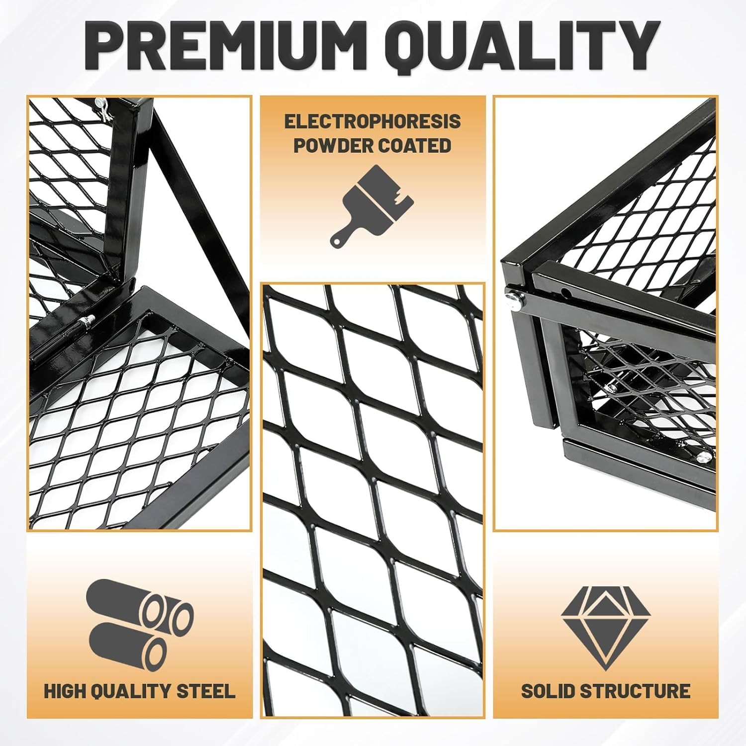 KUAFU ATV UTV Front Cargo Basket Luggage Carrier Storage Rack Compatible with Honda TRX Polaris Sportsman Can-Am Outlander Renegade Yamaha Banshee Front Goods Mesh Rack (7.1"x 17.2"x 37.2")