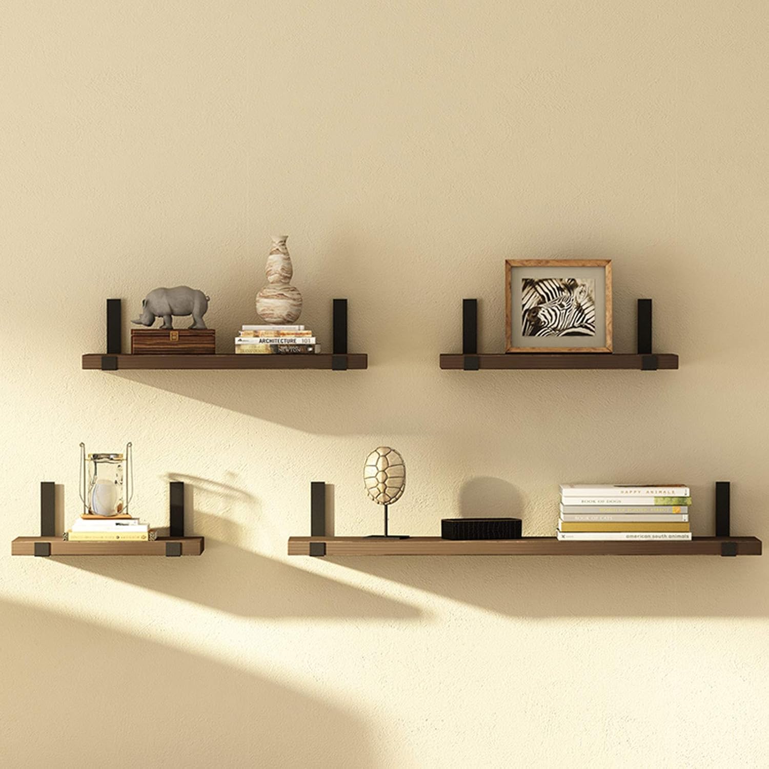 Jolan Wall-Mounted Shelf Bracket Right-Angle Bracket,Maximum Load 45Kg,Metal Thickened Iron Decorative Laminate Shelf Supporter,Bracket for Fixing The Shelf,2 Pieces,Black,150mm(5.9in)