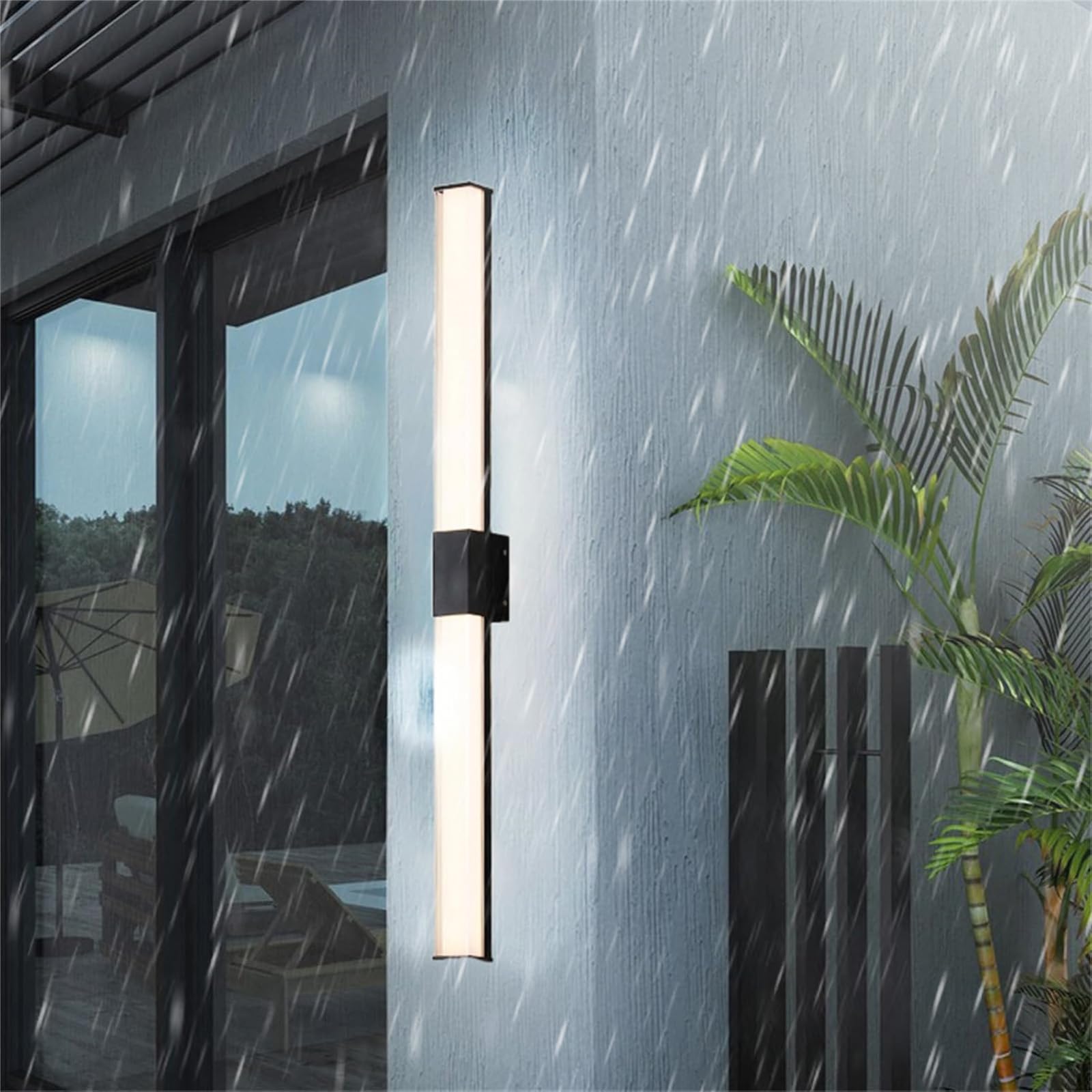 GZZBMY Outside Wall Lights LED Black Long Wall Lamp Modern Design Wall Sconce 3000K/4000K/6000K IP65 Waterproof Wall Lighting Fixtures for Garden Decoration Courtyard Lamp (White Light,90)