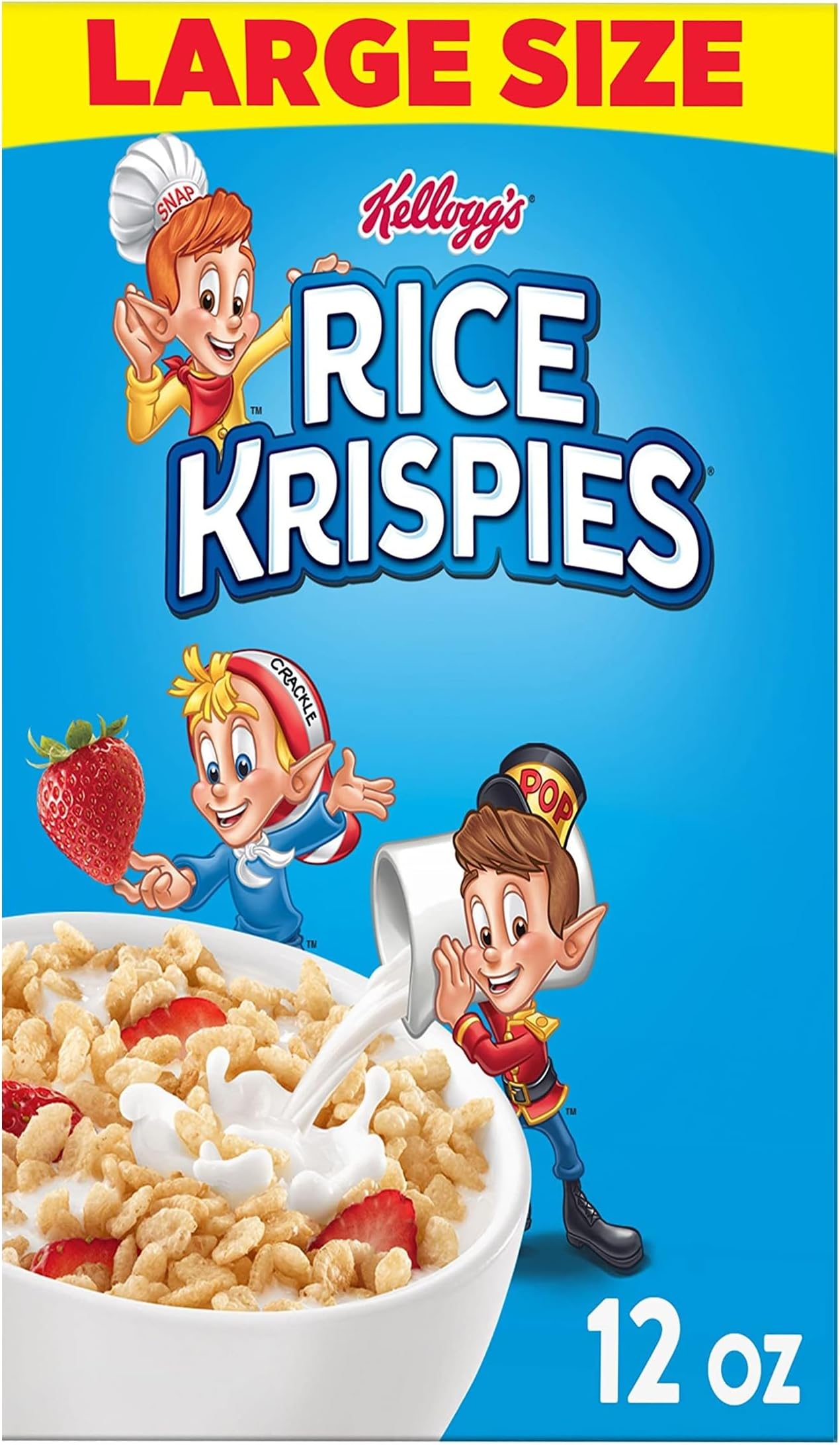 Cold Breakfast Cereal, 8 Vitamins and Minerals, Rice Krispies Treats, Large Size, Original, 12Oz Box (1 Box)