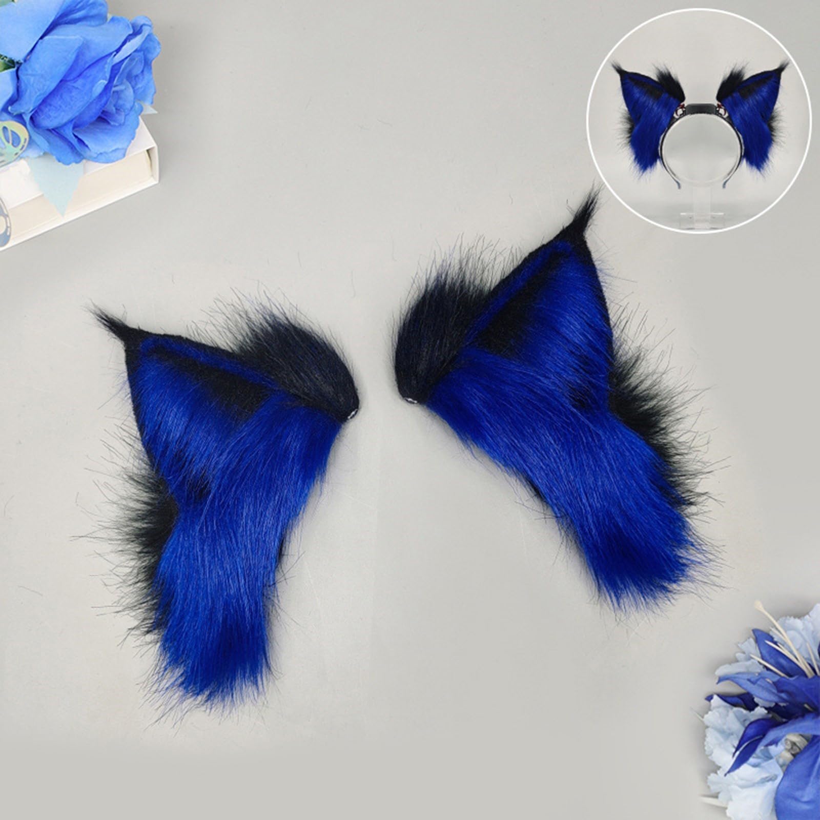 COSPLAY-Diadema con orejas de gatito, diadema con orejas de animales, gatito peludo, fiesta de carnaval, disfraz de fiesta peludo animado, diadema con orejas de gato móvil