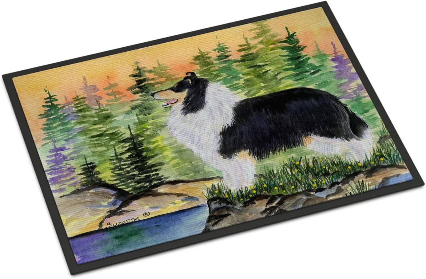 Caroline's Treasures SS8203MAT Collie Doormat 18x27 Front Door Mat Indoor Outdoor Rugs for Entryway, Non Slip Washable Low Pile, 18H X 27W