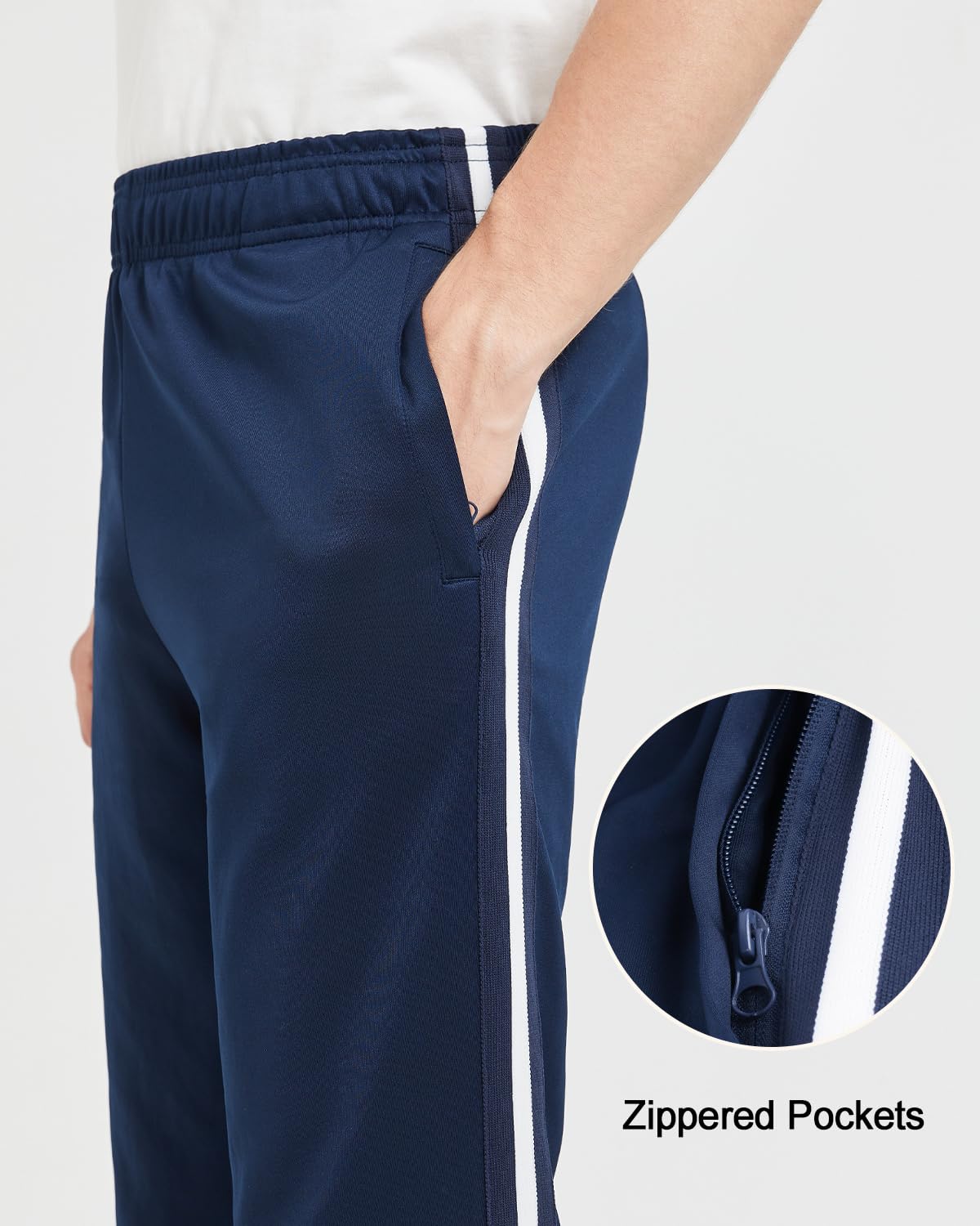 Zylioo Pantalones deportivos altos para hombre, ligeros, atléticos, con bolsillos y puños con cremallera