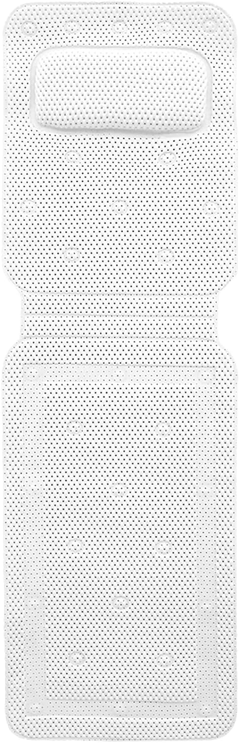 Tapis Jacuzzi Pour Baignoire Coussin 4D Air Mesh - Avec Ventouses - Repose-tête Ergonomique - Gris Baignoire Adulte