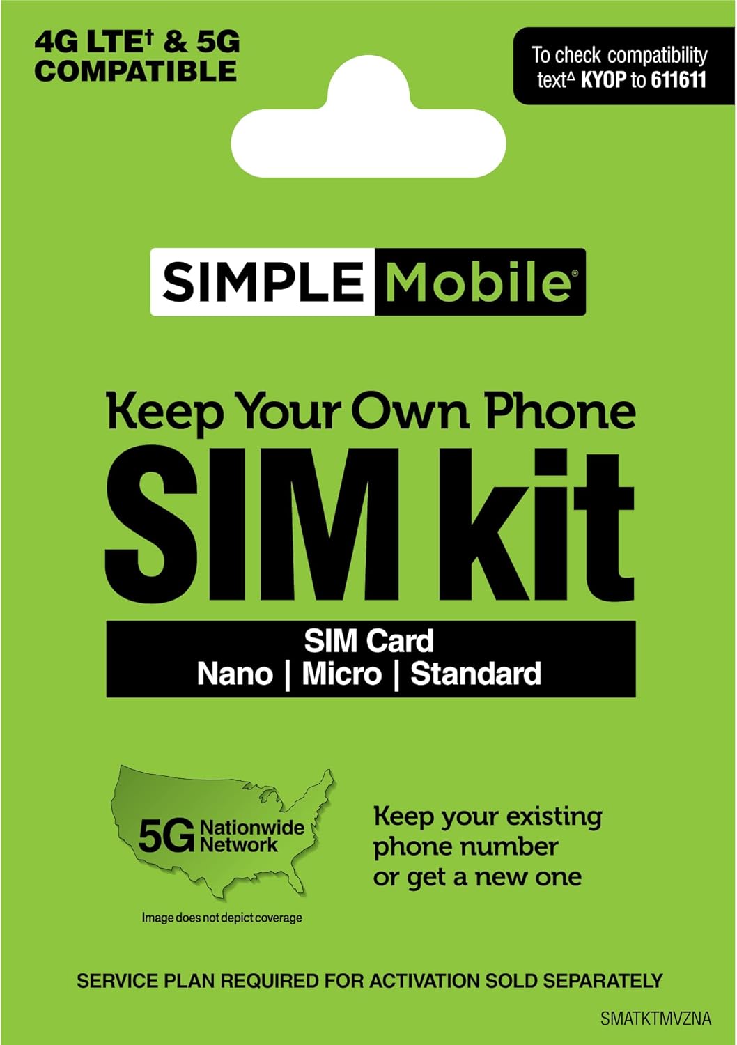 Simple Mobile Prepaid Sim Card Kit (Verizon Network