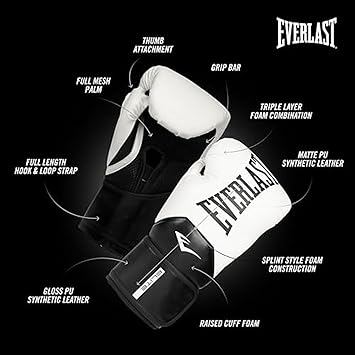 Everlast Elite 2 Boxing Gloves | Pro Training & Heavy Bag Gloves | Men & Women | Ventilated Palm | Multi-Layer Protection | Black/Gold, 16 oz