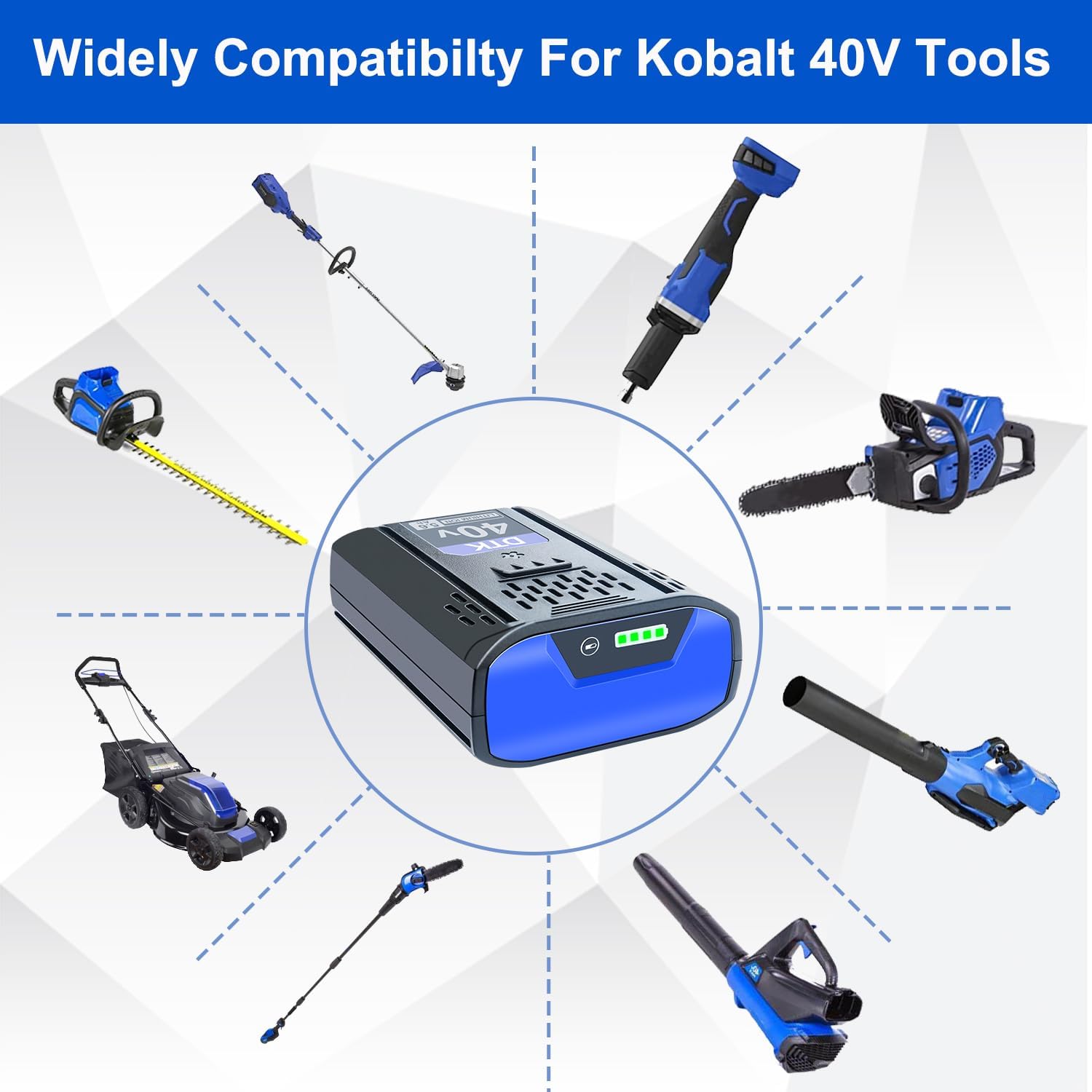 DTK Replacement for Kobalt 40V Battery KM 2041B-06, KPM1040A-03, KM-1640-06,KM 4040-06 Cordless Power Tool Battery 5600mAh