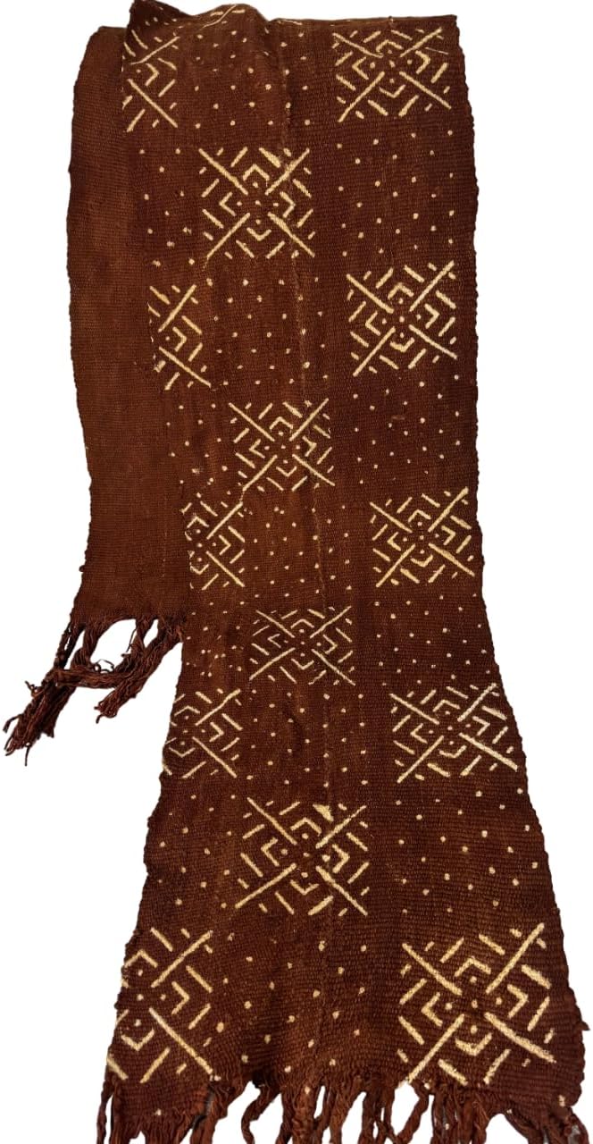 Brown African Mudcloth Scarf/Bogolan Boho Rustic Scarf/Unisex Handmade Scarf/Mudcloth Scarf/Scarves/Gift for Her/Gift for Him/Chrismas Gift