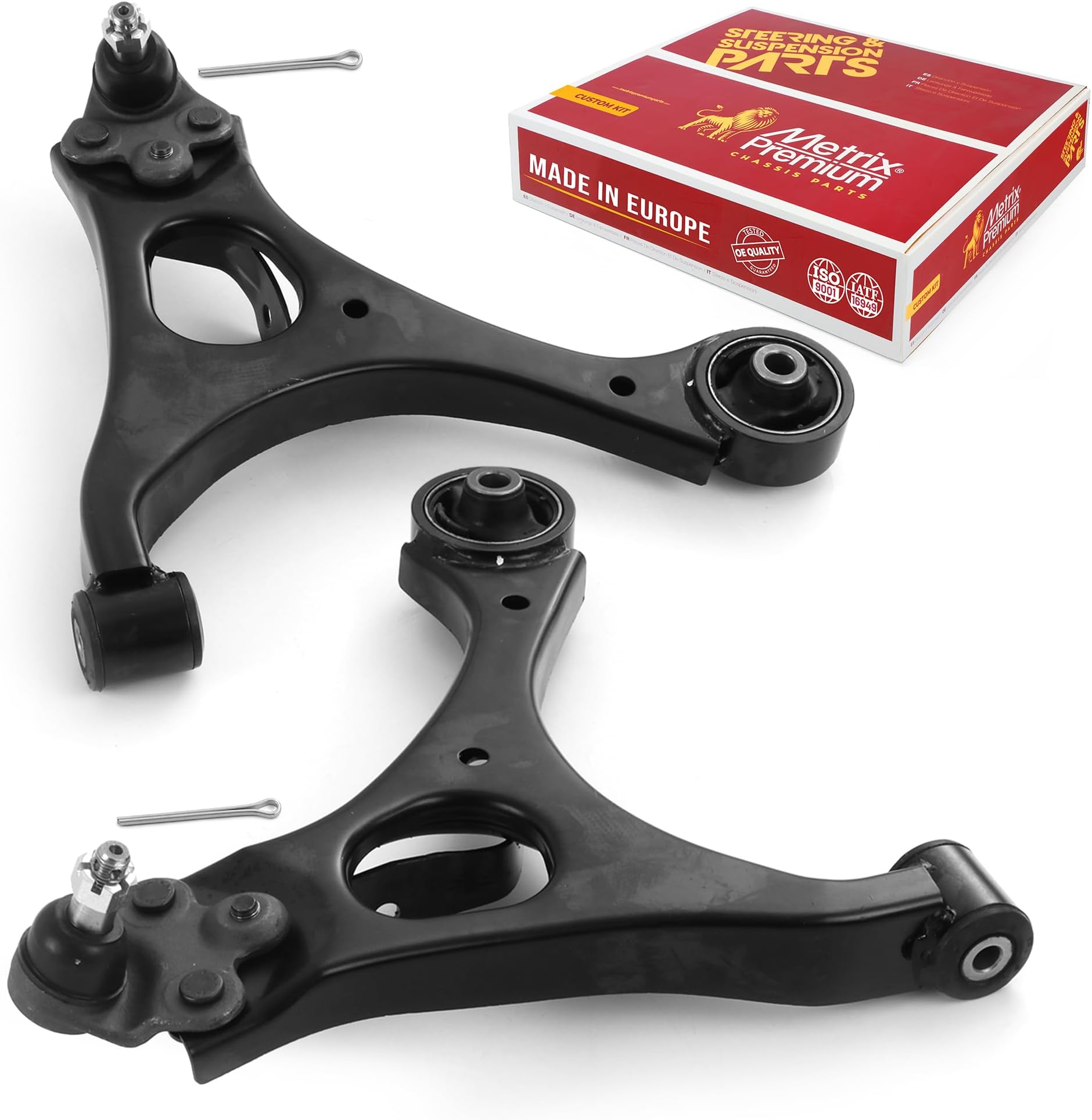 Front Left & Right Lower Control Arm w Ball Joint & Bushing Assembly Kit Fits 2006-2011 Acura CSX, 2006-2011 Honda Civic, Replacement RK620382, RK620383, Made in Europe