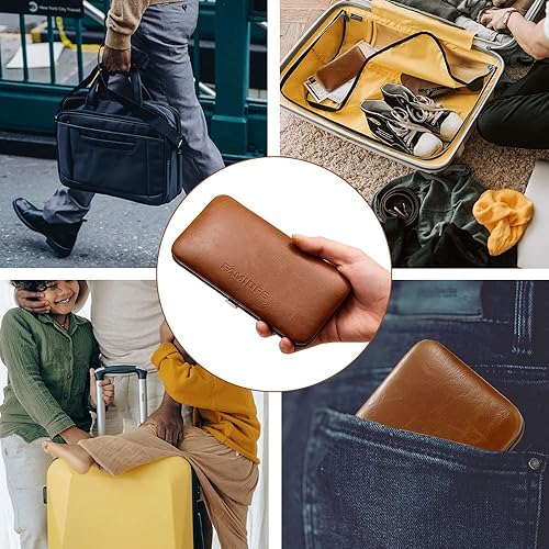 Miniatura 5 de FAMILIFE Juego de manicura, kit profesional de cortaúñas, 12 piezas de acero inoxidable, con estuche de viaje de cuero marrón, regalos de lujo para