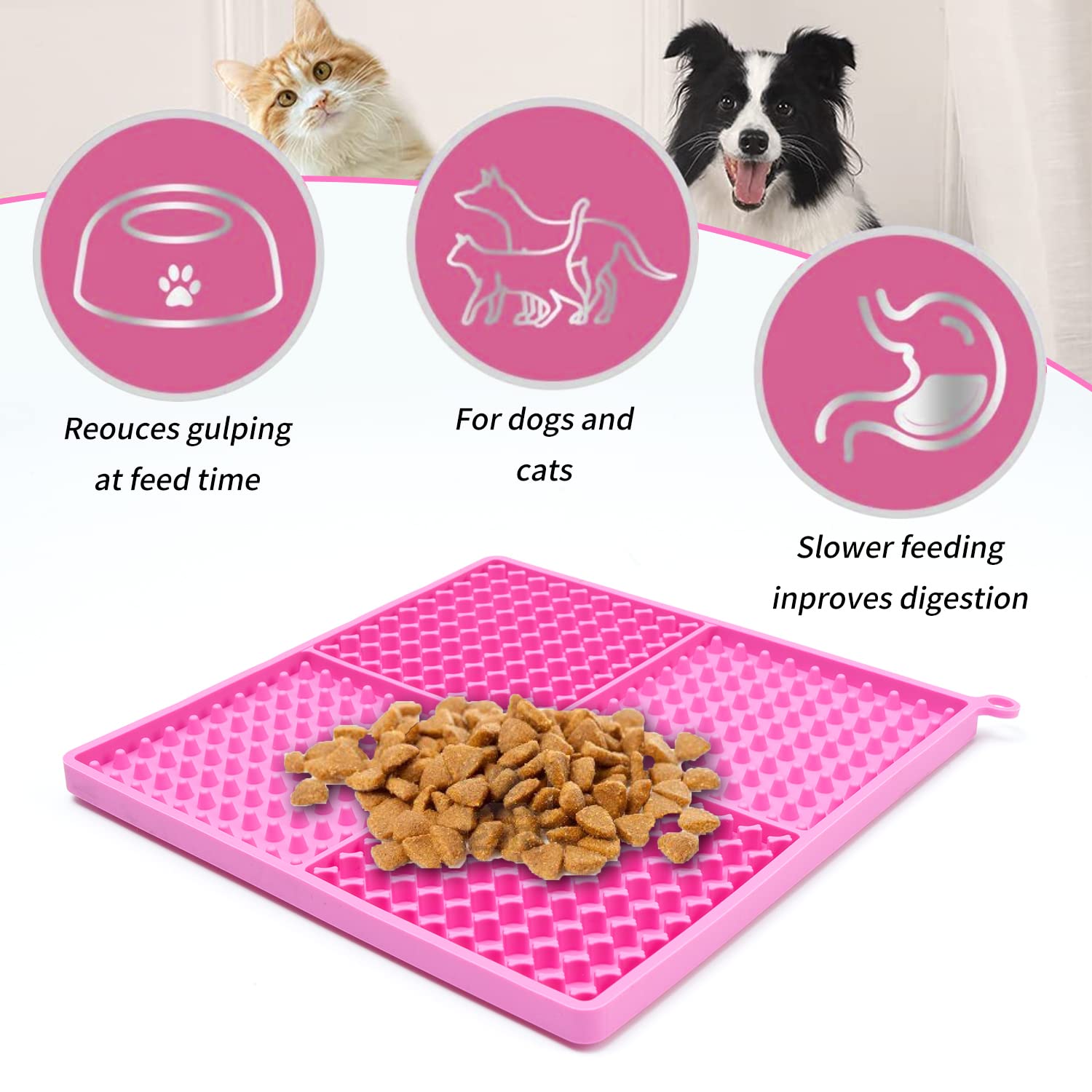 Alfombrilla Para Lamer Perros Y Gatos – Comedero Lento De Silicona, Reduce Ansiedad Y Mejora Digestión – Fácil De Limpiar, Antideslizante