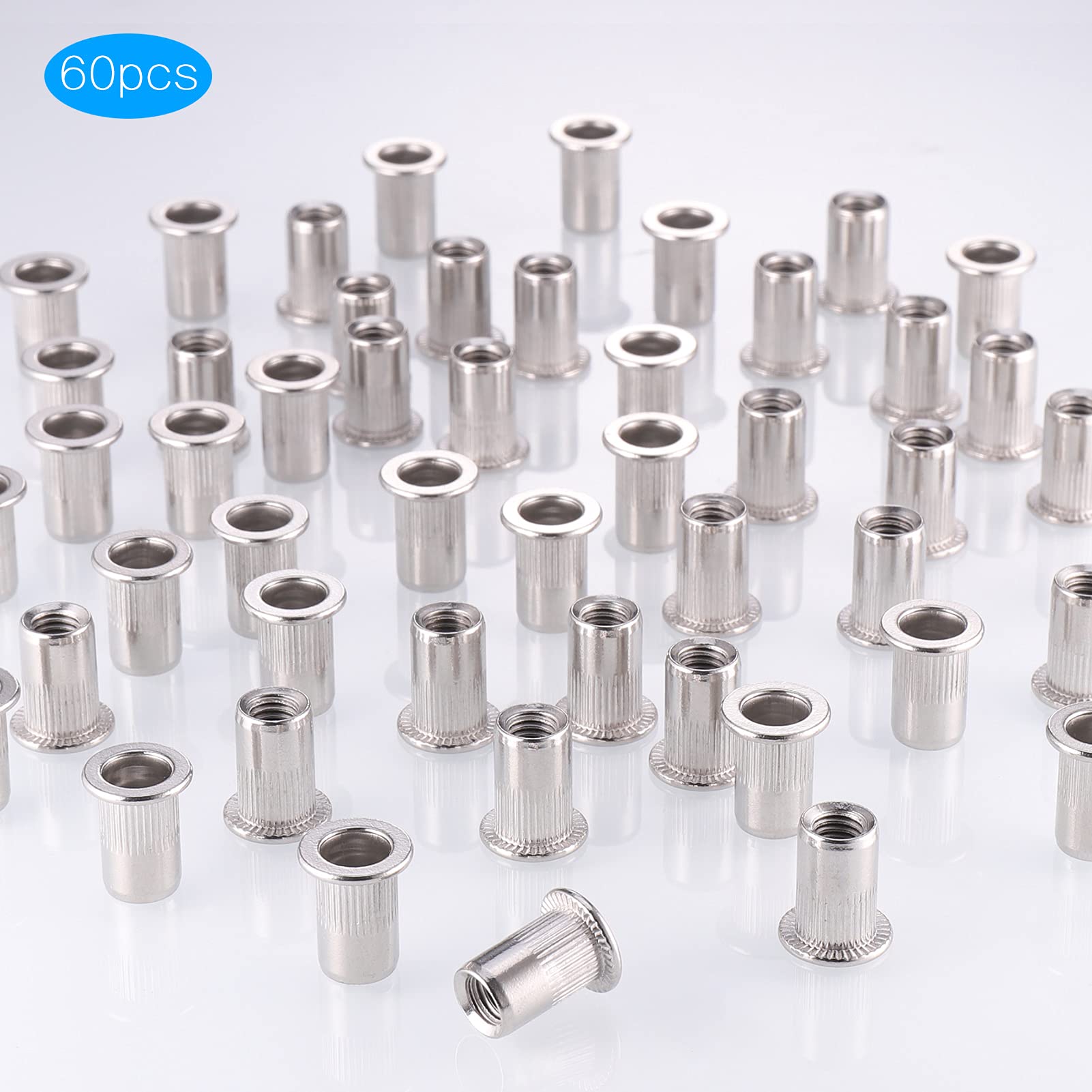 Hejo 60 Pezzi 304 Rivetti Filettati M8 Acciaio Inossidabile Dado a Rivetto Rivetto Filettato M8 con strisce verticali