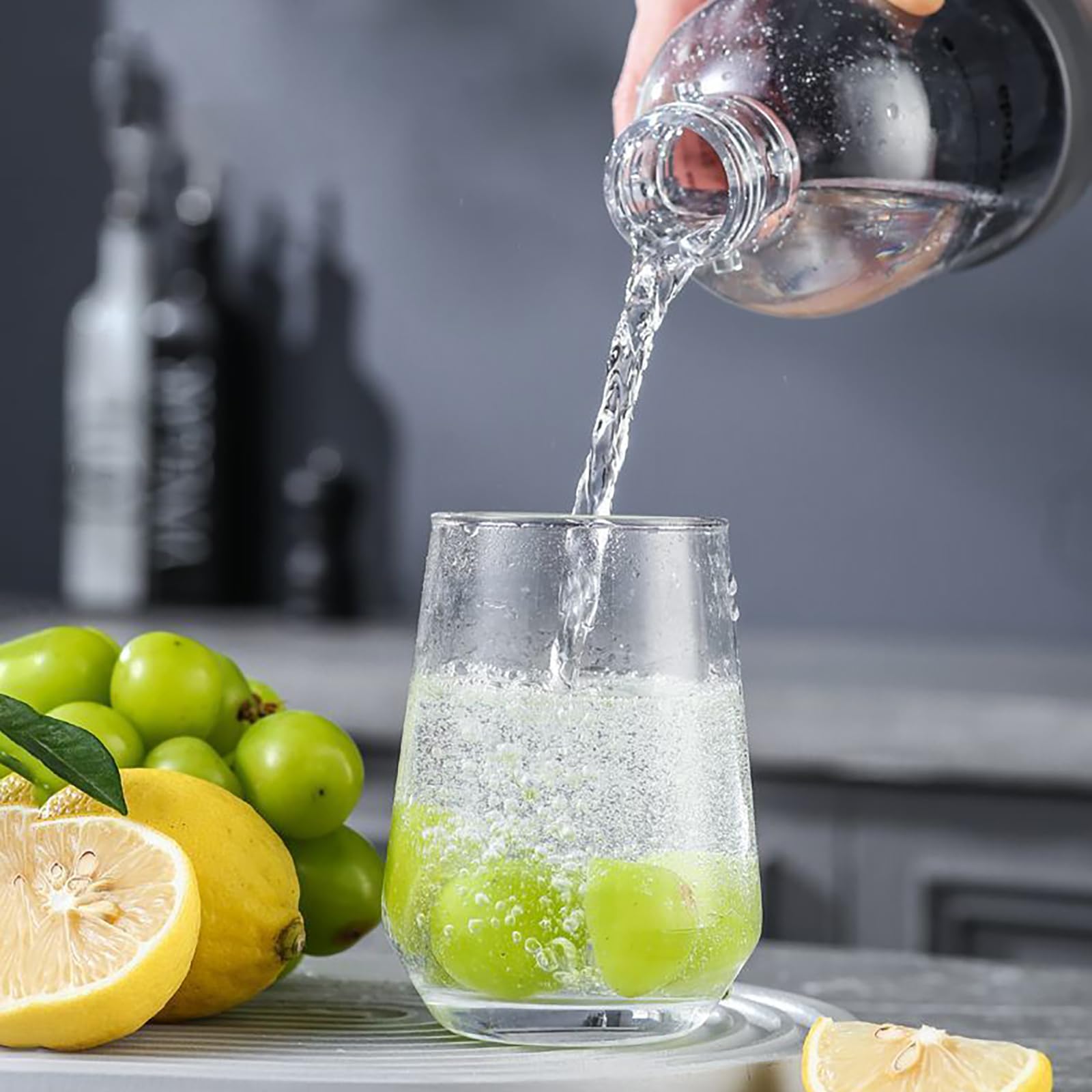 Machine à eau gazeuse pour usage domestique et commercial, limitation de pression sûre, comprend 2 bouteilles pour jus, thé et vin, fabrication de soda sans effort