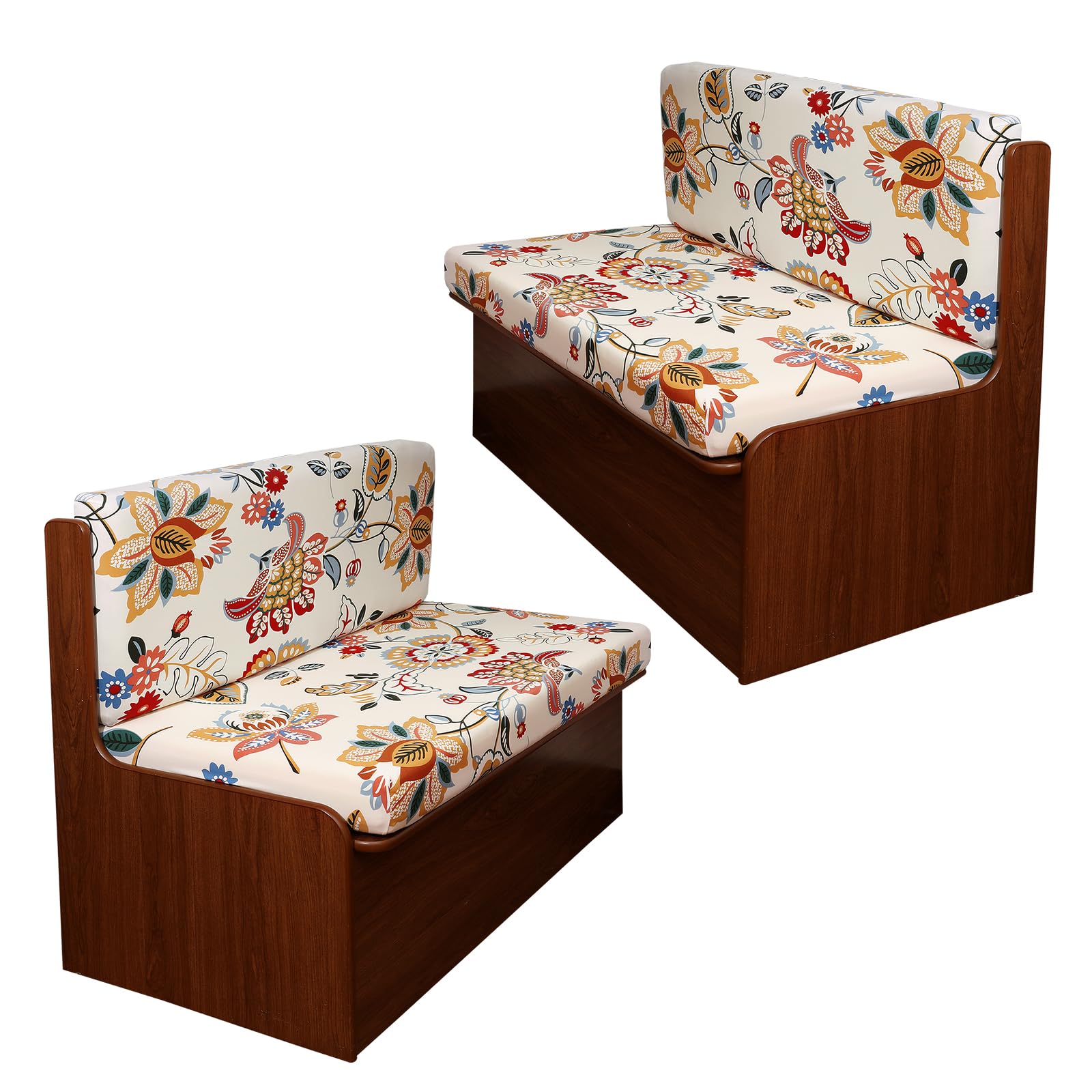 CRFATOP 2 Sets RV Dinette Cushion Covers Printed Camper Cushion Slipcover Stretch 2 Seat Sofa Chair Cover Furniture Protector for RV Camper Car Bench
