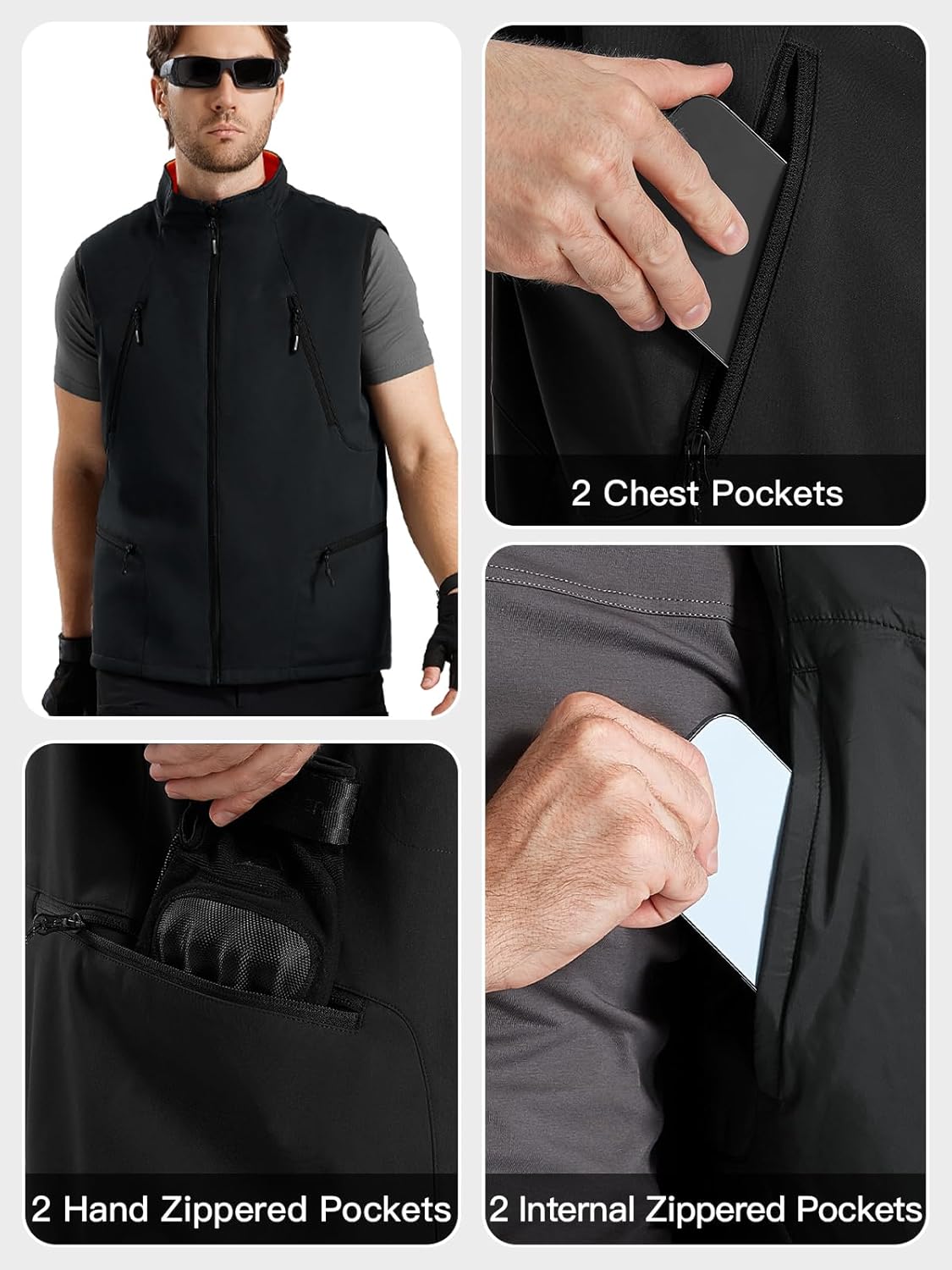 FREE SOLDIER Men's Lightweight Golf Vest Outerwear Windproof Reversible Sleeveless Softshell Jacket Running Vest - Image 6