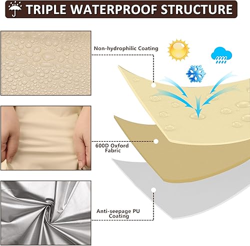 Miniatura 9 de Wanocean Funda para silla de piscina al aire libre  Impermeable 600D Patio Chaise Lounge  Fundas de muebles de patio resistentes para muebles de