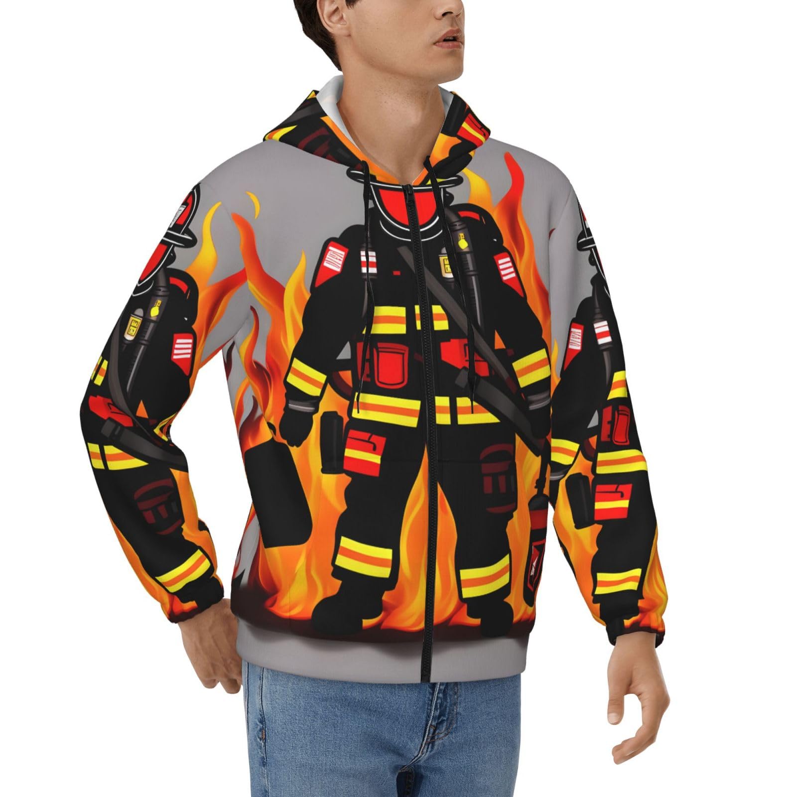 Pull à capuche homme imprimé pompier idéal pour les sorties du week-end - 8