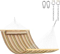 Vista 14 de Lazy Daze Hammocks - Hamaca doble de tela acolchada de 12 pies con barras de suspensión y almohada desmontable, capacidad de carga de 450 libras