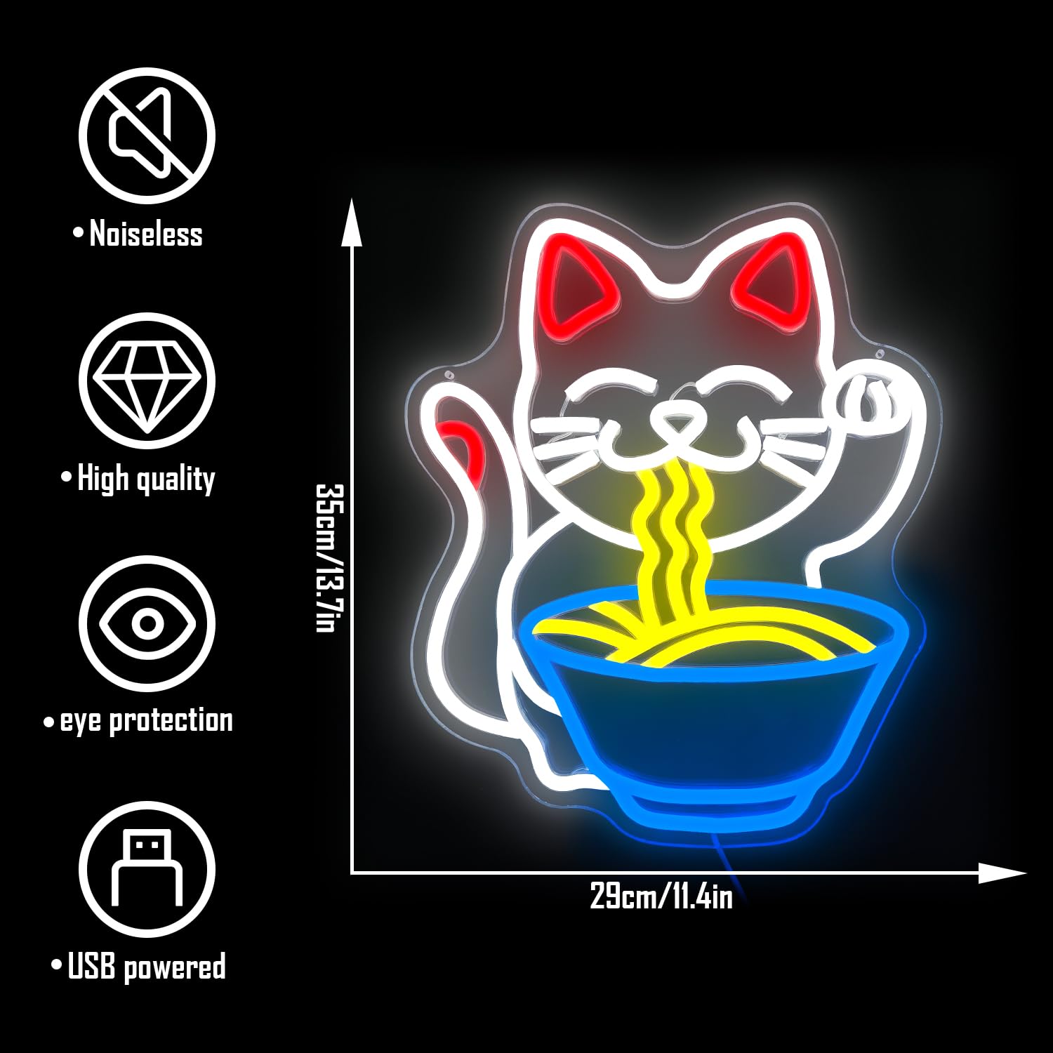 Amazon.com: Fortune Cat Ramen Neon Sign Cat Neon Sign Dimmable