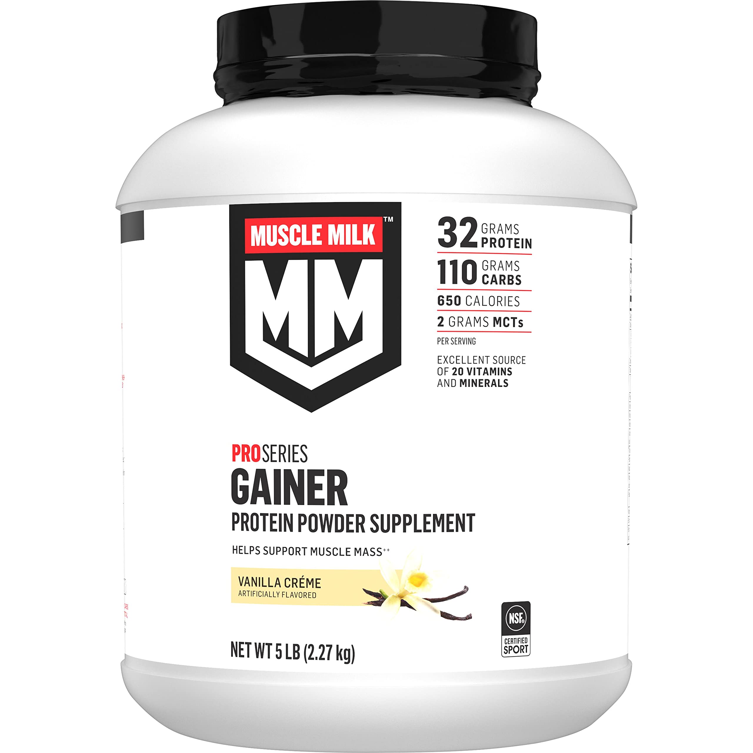 muscle milk gainer protein powder vanilla creme 32g protein 5 pound