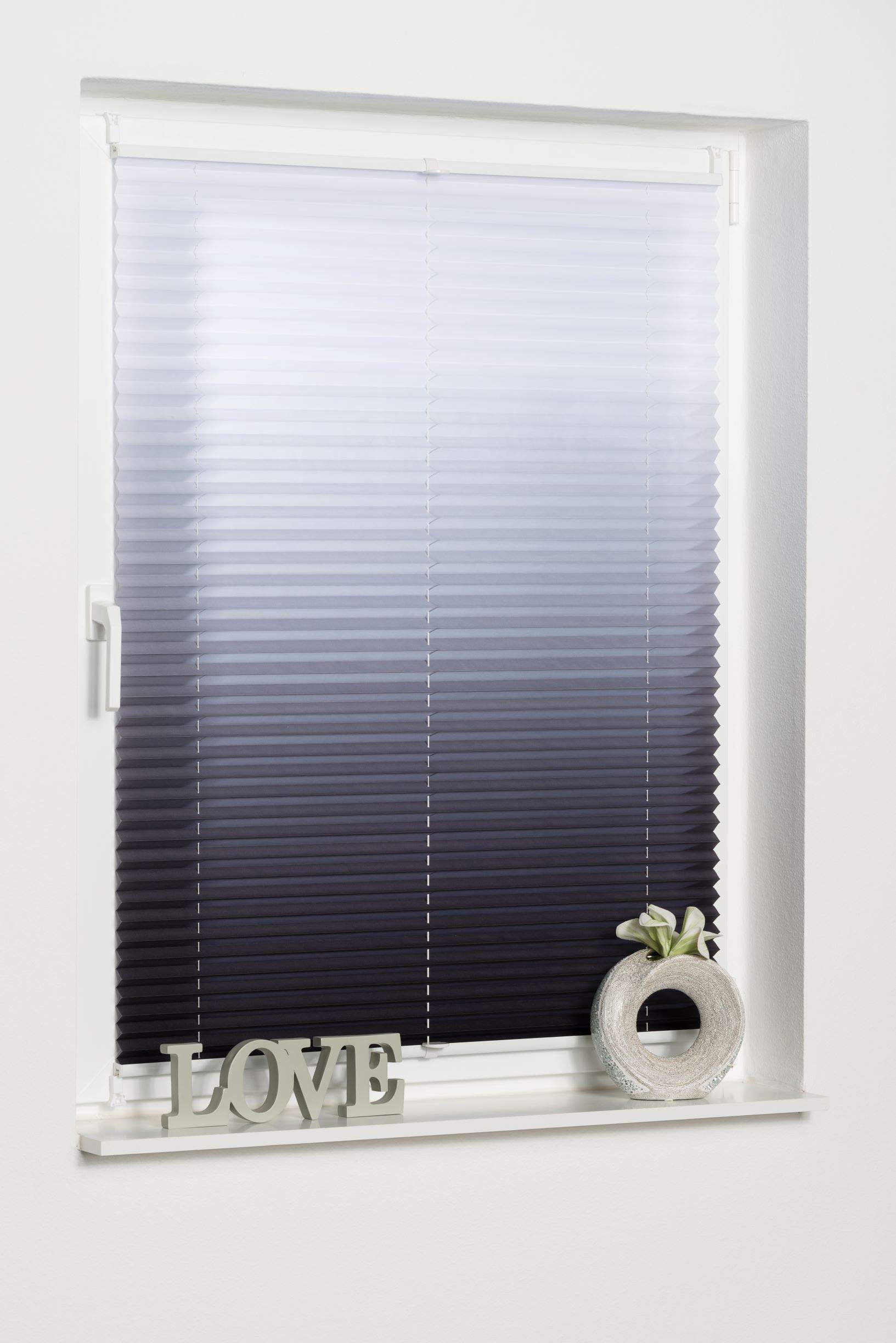 Khome K-home Klemmfix-Plissee Farbverlauf Anthrazit 45cm x 210cm (B x L) – Bild 2