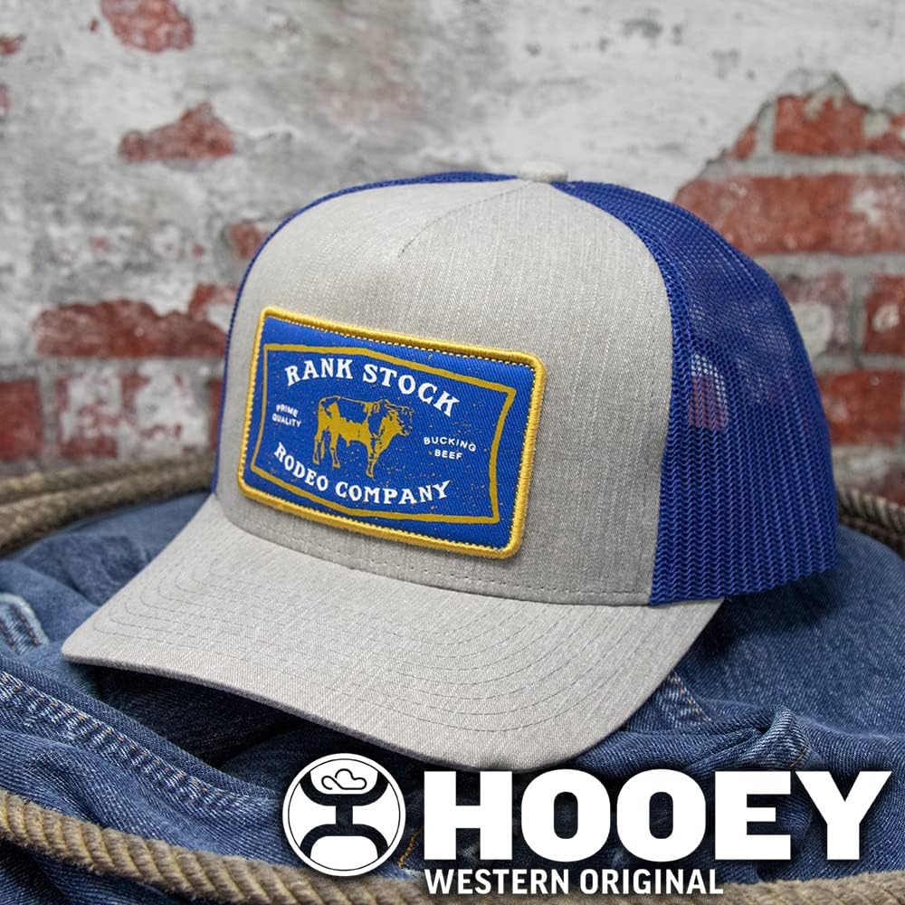 HOOEY Rank Stock Trucker Patch Hat - Adjustable Snapback, Breathable Mesh Baseball Cap