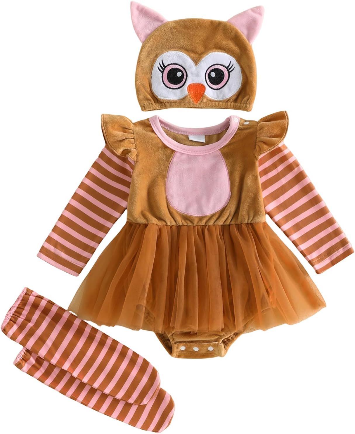 Baby Girls Halloween Outfit Romper Dress Hat Stockings Infant 3-Piece Set