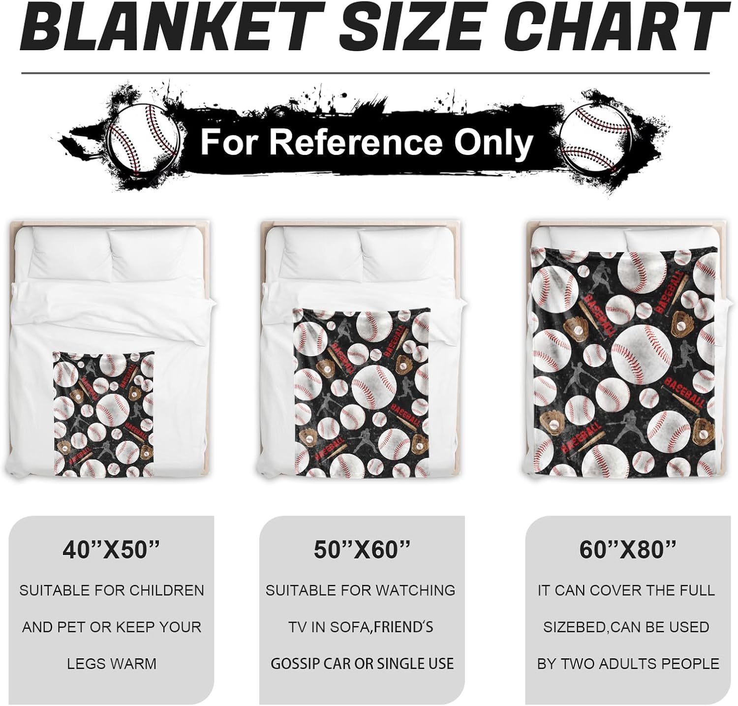 Baseball Blanket for Boys Men, Baseball Gifts for Boys Kids, Adult Ultra Soft Throw Blanket for Couch Bed Room Decor 60"x 80"