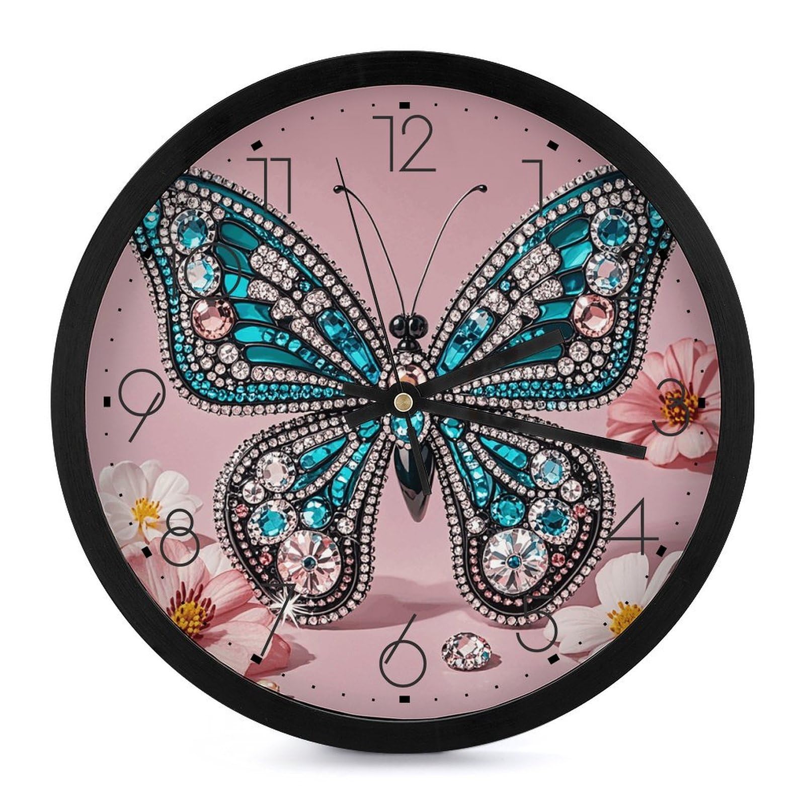 Horloge murale papillon strass quartz moderne et silencieuse