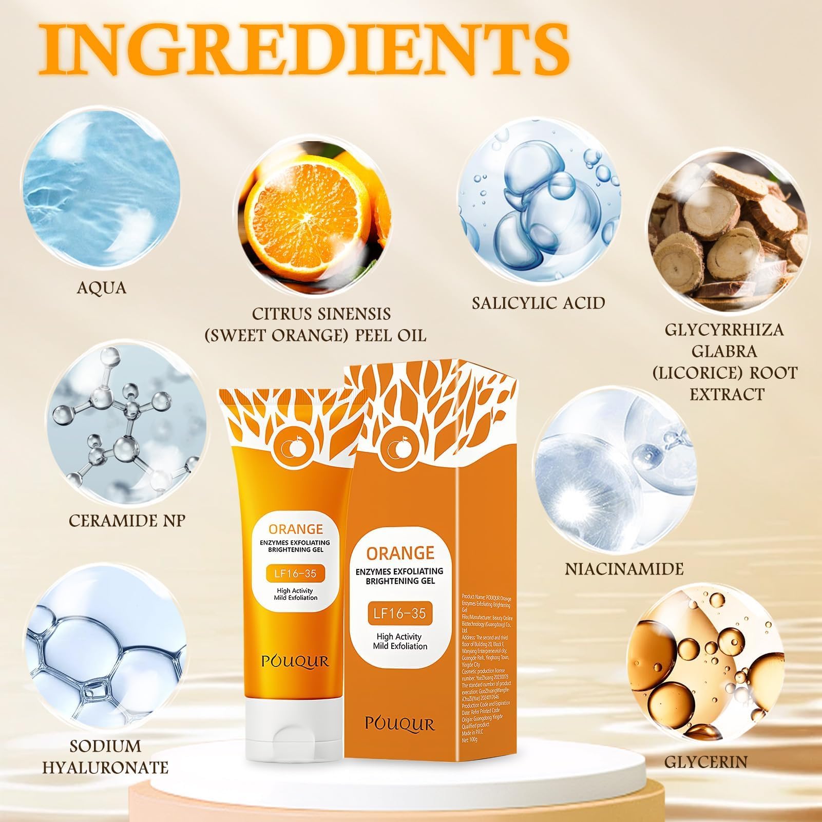Esfoliante viso naturale all'arancia, Gel esfoliante arancione naturale, Pulizia Profonda e Idratazione per Viso e Corpo, gel esfoliante, nutre e dona (2 pezzi, 100g)