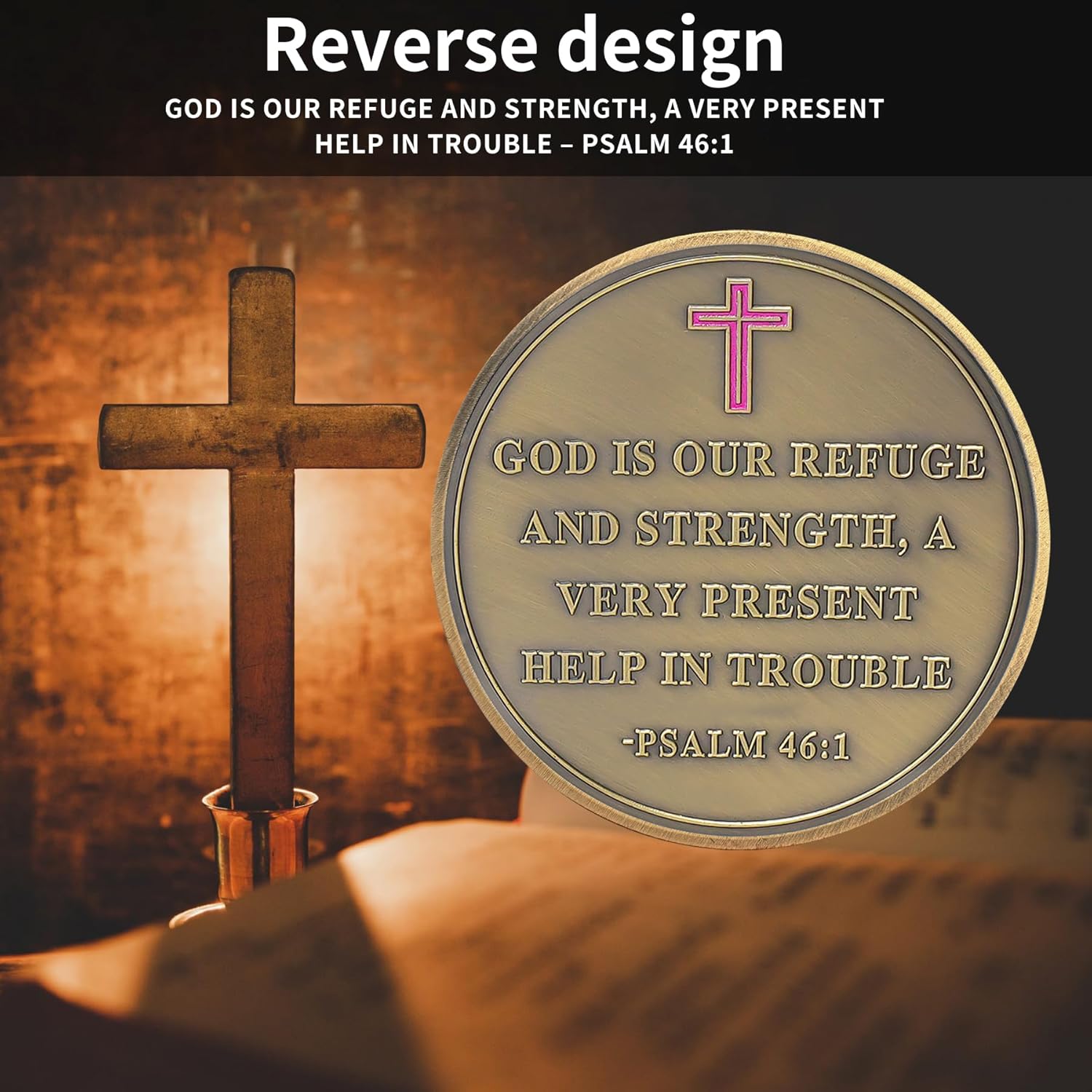 Christian Challenge Coin Protective Shield Religious Prayer Coins Armor of God Coins Double Sided Christian Challenge Coin Quote Psalm 46:1 Jesus' Salvation for Christian Church Schoo