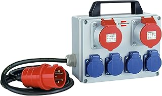 Kompakter Kleinstromverteiler BKV 2/4 T IP44 / Baustromverteiler mit Tragegriff (2m Kabel, für ständigen Einsatz im Außenb...