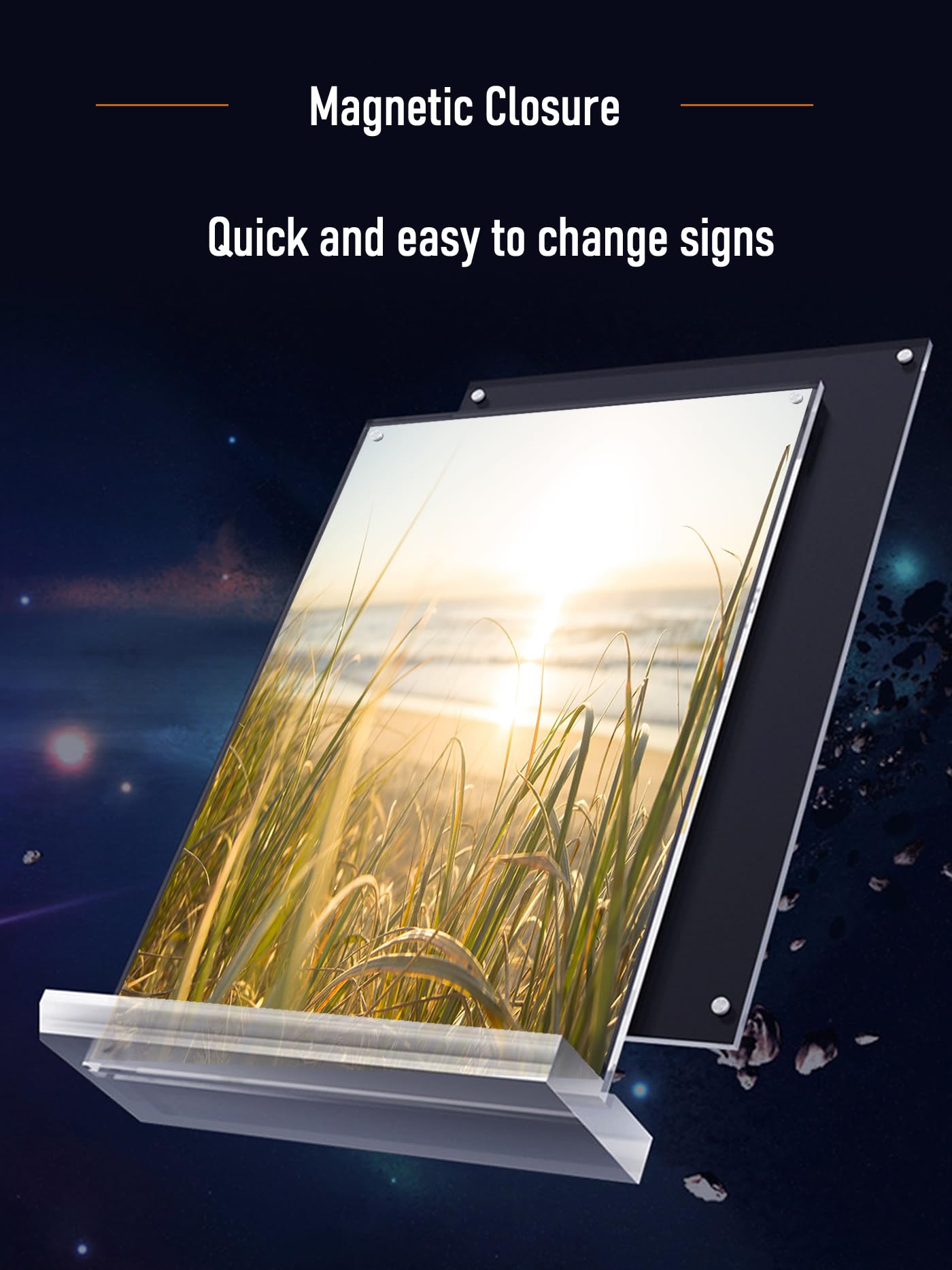 TUKA-i-AKUT 20X A5 Vertical Soporte en T de Mesa Acrílico con Cierre Magnético, Porta Carteles Doble Cara, Expositor Sobremesa para Exhibición Folletos Publicitario Menús, TKD8241-A5-H-20x