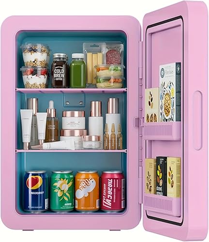 Miniatura 10 de Mini refrigerador de 22 L/30 latas para dormitorio, enfriador y calentador portátil de 12 V CC, mini refrigerador con frente de vidrio, para Negro