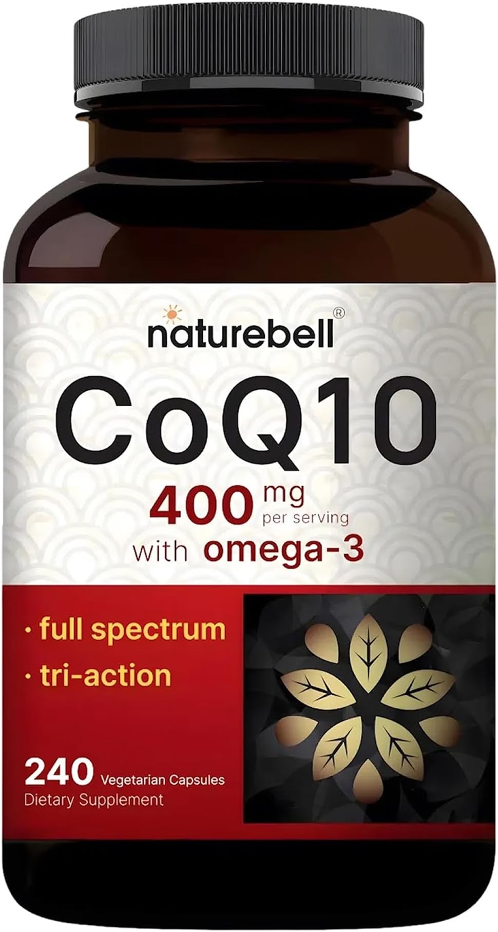 CoQ10 400mg with Omega 3 Fatty Acids, 240 Capsules | Stable High Absorption Form – Antioxidant Support for Heart & Energy Health* – Extra Strength Coenzyme Q10 Supplement