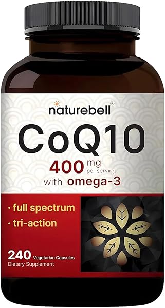 NatureBell CoQ10 400mg with Omega-3-240 Capsules - Antioxidant Supplement for Heart & Energy Health Support - Supports Cellular Energy* - Extra Strength Coenzyme Q10