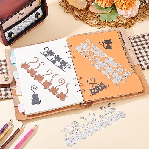 Miniatura 3 de INFUNLY 5 troqueles de gato para hacer tarjetas, troqueles de metal para cortar cabezas de gatos, manualidades, troqueles de papel en relieve para