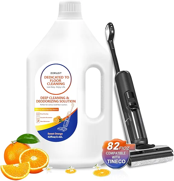 Sweet Orange Scent Floor Cleaning Solution, 82 Fl Oz, Compatible with Tineco S3/S5/S7 Pro & iFloor 3/5 (No Steam), Deep Cleans Multiple Hard Floors, Streak-Free Shine, Eco-Safe