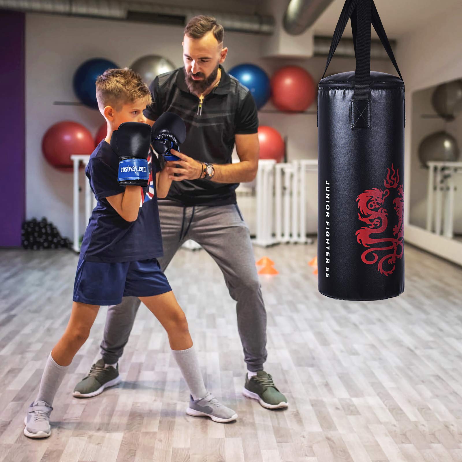 COSTWAY 10KG/20KG Boxsack-Set mit Boxhandschuhen und Springseil, Punchingsack für Kinder Erwachsene, Punching Bag, Boxing Bag inkl. Deckenhaken zur Montage für MMA, Kickboxen, Muay Thai, Taekwondo