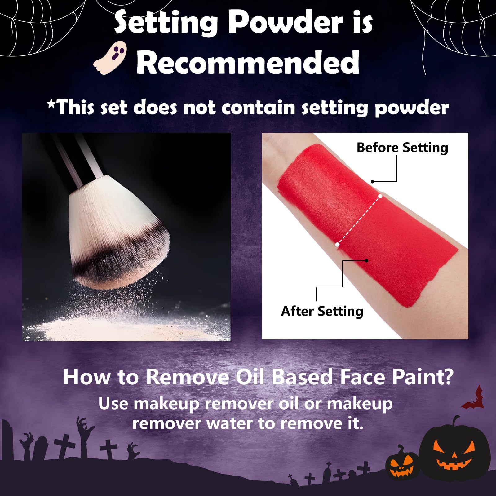 Kit de maquillaje de payaso Joker de Halloween, el kit de maquillaje Joker incluye pintura corporal a base de aceite blanco, rojo, negro y azul y 0.71 onzas de cera de color temporal verde para el 7