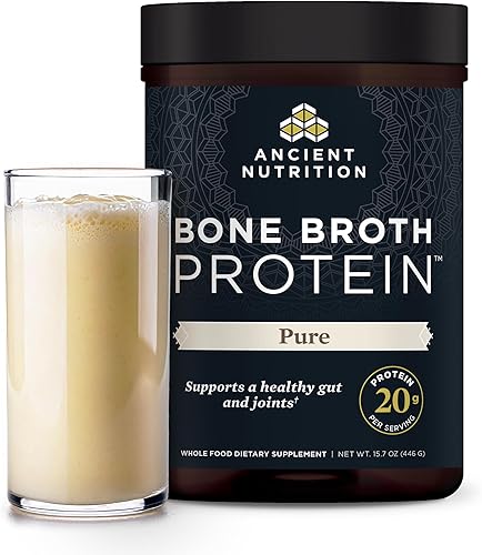 Proteína en polvo hecha de caldo de hueso real de Ancient Nutrition sin sabor 071oz de proteína por porción 20 talones de porción suplemento de