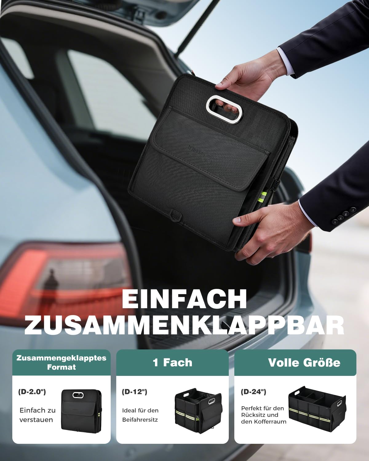 FLORICH Organizador Maletero Coche con Compartimentos Bolsa Plegable para Maletero de Primera Calidad Resistente Antideslizante Impermeable con Varios Compartimentos para SUV, Camionetas, Jeeps