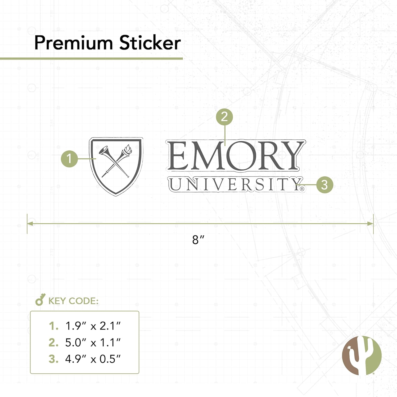 Desert Cactus Emory University Sticker Eagles Name Logo Vinyl Decal Laptop Water Bottle Car Scrapbook (8 Inch Sticker) - Image 2