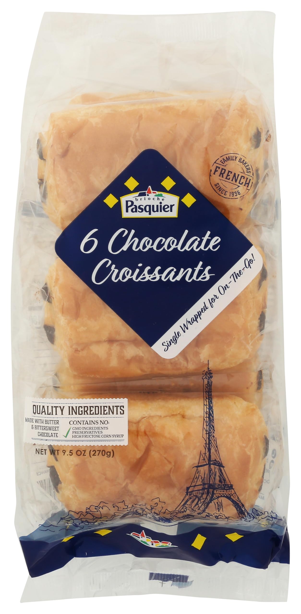 Brioche Pasquier - Authentic French Chocolate Croissants, 9.5oz (270g)