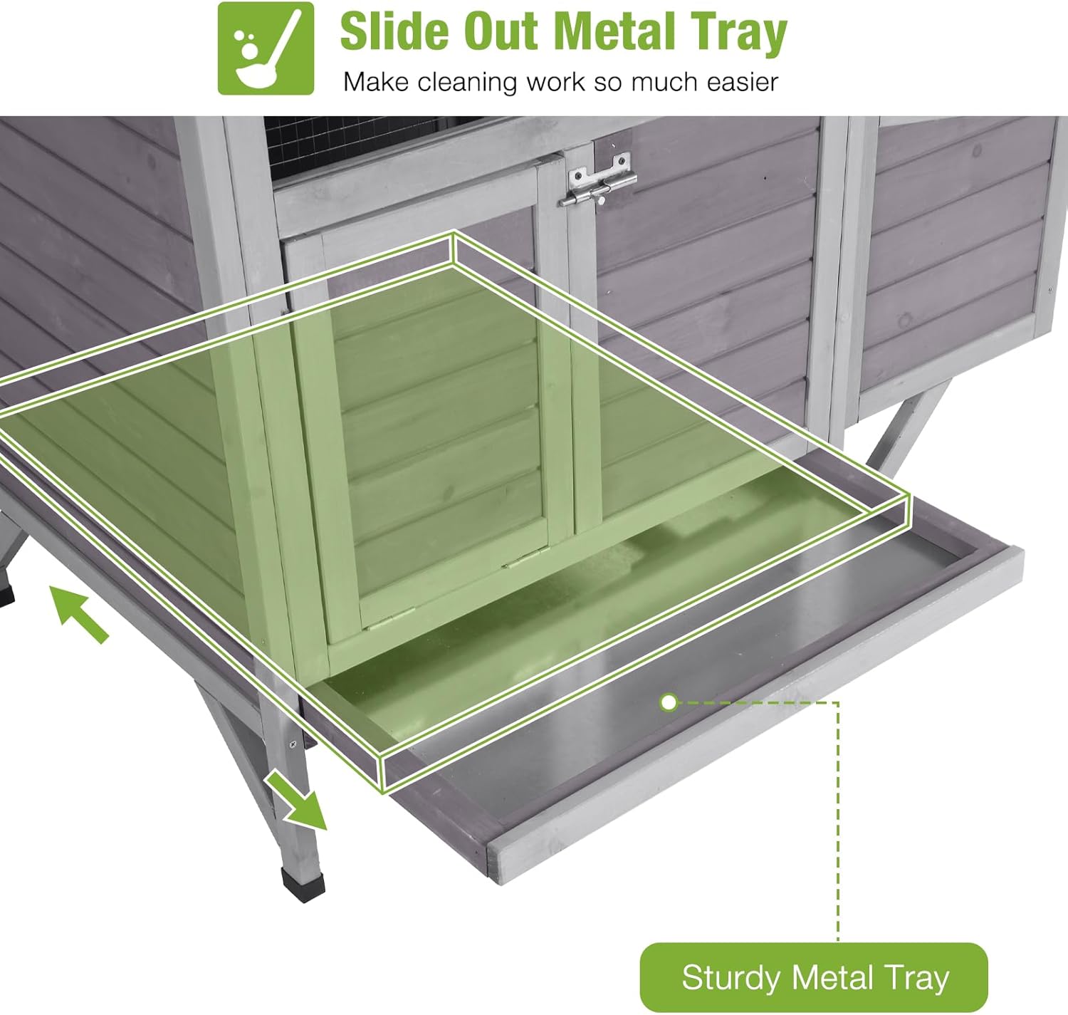 GUTINNEEN Small Chicken Coop with Nesting Box for 2–3 Chickens, Outdoor Duck House Raised Rabbit Hutch with Weatherpoof Asphalt Roof, 2 Perches, Easy Clean Pull-Out Tray, 40.94"L x 27.37"W x 38.55"H