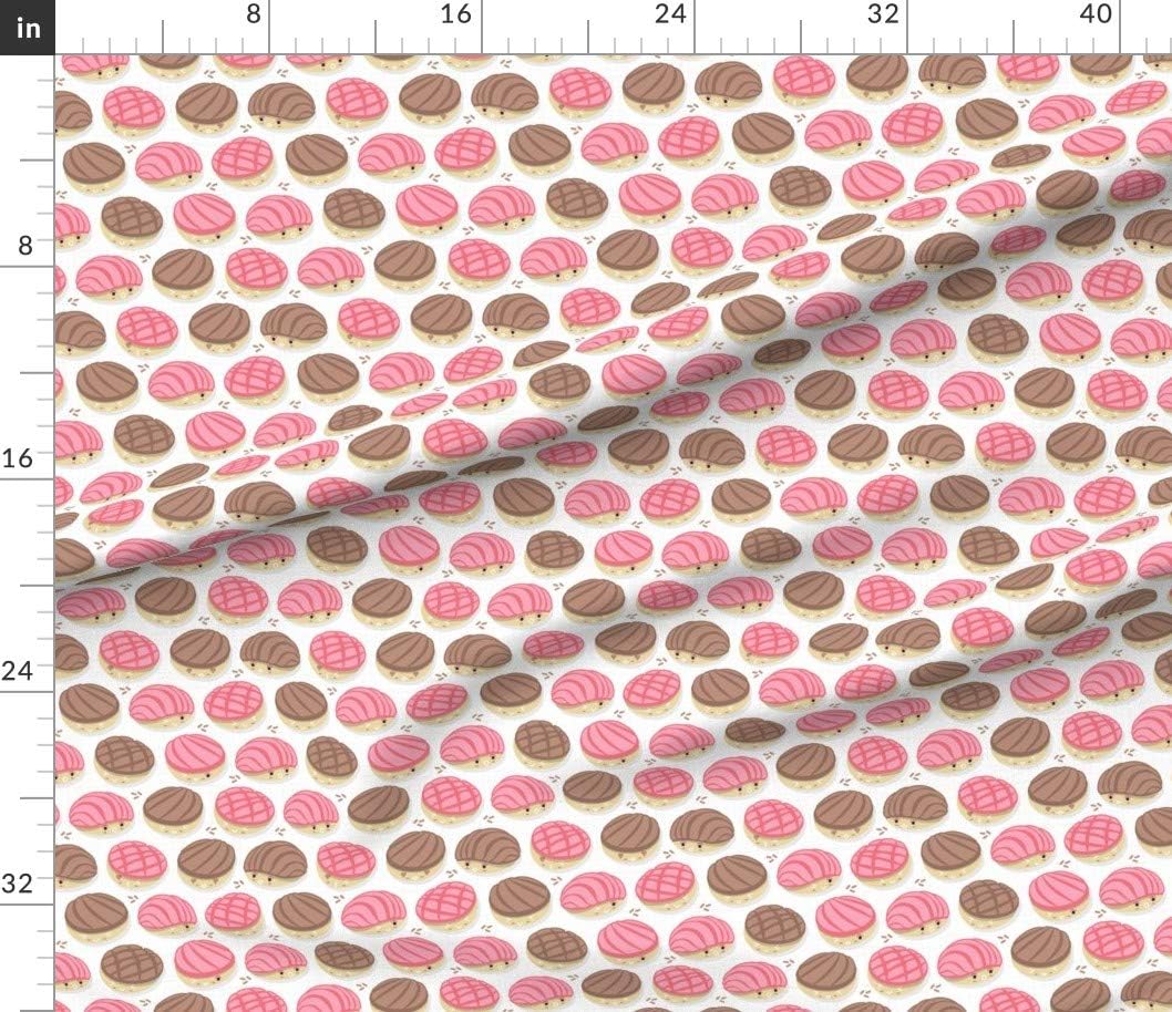 Spoonflower Fabric - Kawaii Mexican Small Scale White Background Pink & Brown Shells Food Printed on Petal Signature Cotton Fabric by The Yard - Sewing Quilting Apparel Crafts Decor