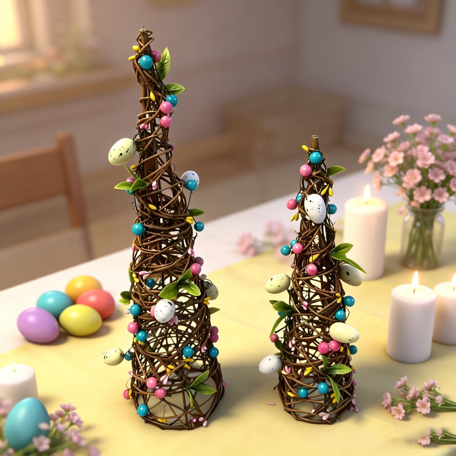 Generic 2 Decorazioni Pasquali per La Tavola, Centrotavola a Forma di Torre con Uova Decorative.