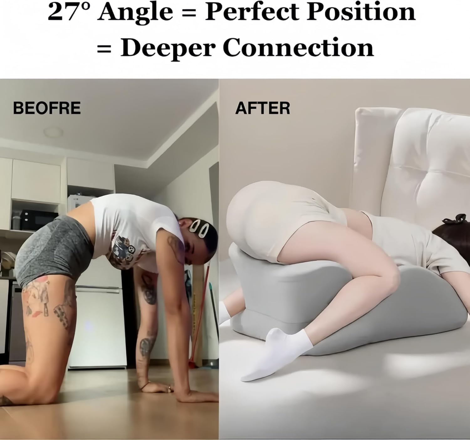 Butt Cushion for Couples, Ergonomic Memory Foam Pillow - Posture Support Pillow for Intimacy, Modern & Simple Style Cushion Suitable for Home Use (Gray)