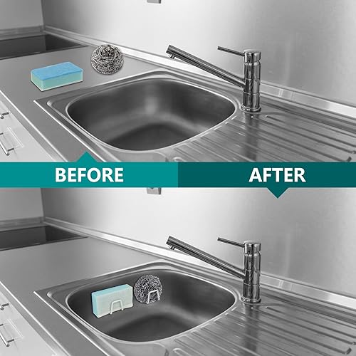 Miniatura 4 de Telivava Soporte de esponja para fregadero de cocina (paquete de 2), adhesivo fuerte, acero inoxidable SUS304, impermeable y de secado rápido,