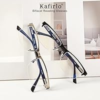 Vista 7 de Lentes de lectura progresivas bifocales sin línea, multifocales, con bloqueo de luz azul, para computadora, marco metálico para hombres